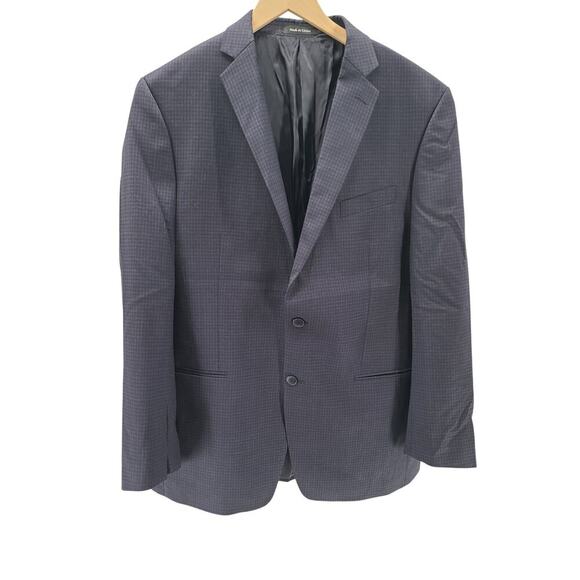 Calvin Klein men's plaid wool jacket navy/black Size 44L Preppy Formal Academia - Picture 1 of 8